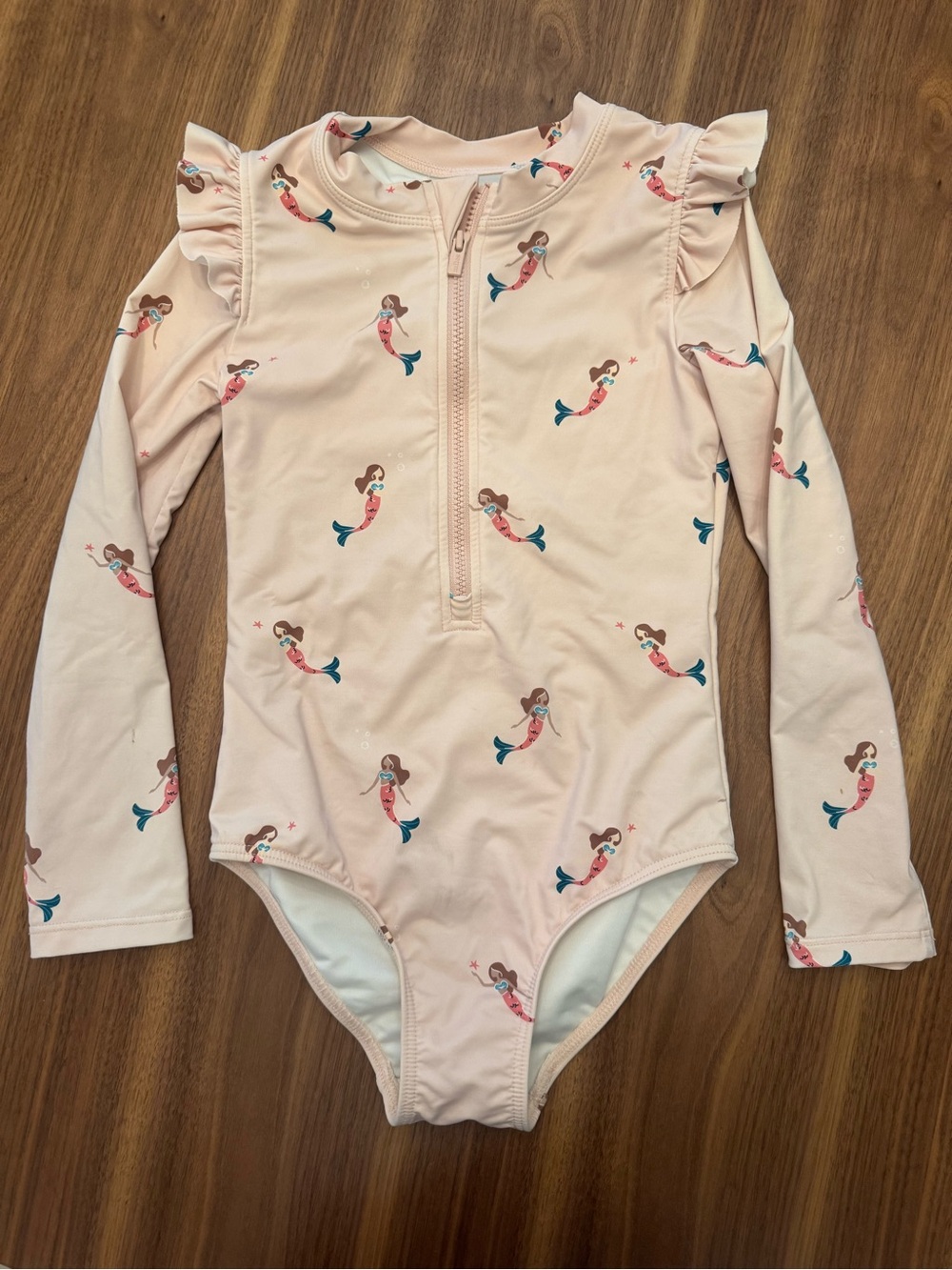 Miles The Label Long-Sleeve Mermaid Swimsuit - Blush Pink (Girls 5T)